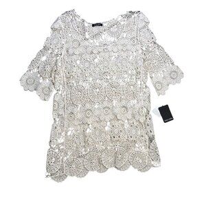 Dolce Cabo XL Crochet Swim Coverup Cottagecore Granny